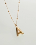 Naszyjnik z pompowaną literką A srebro pozłacane