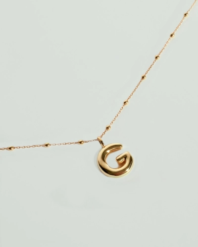 Naszyjnik z pompowaną literką G srebro pozłacane