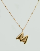 Naszyjnik z pompowaną literką M srebro pozłacane