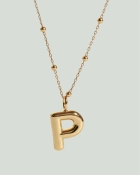 Naszyjnik z pompowaną literką P srebro pozłacane