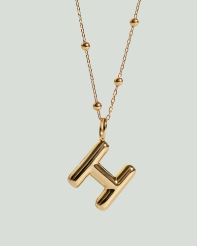 Naszyjnik z pompowaną literką H srebro pozłacane