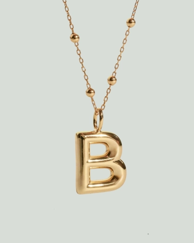 Naszyjnik z pompowaną literką B srebro pozłacane