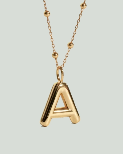 Naszyjnik z pompowaną literką A srebro pozłacane