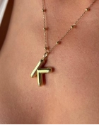 Naszyjnik z pompowaną literką K srebro pozłacane