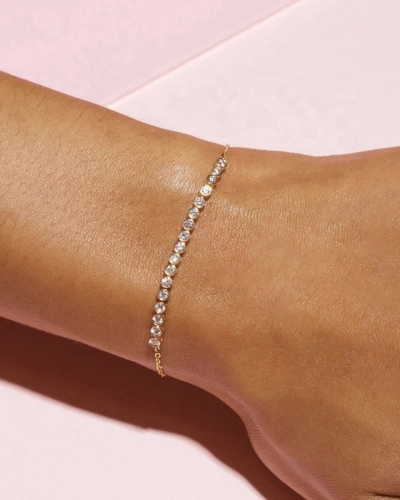 Bransoletka srebrna pozłacana z cyrkoniami Tiara Gold