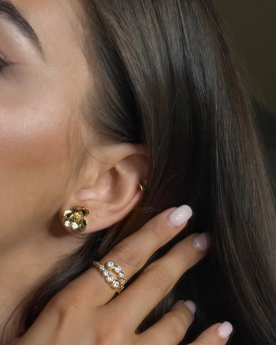 Kolczyki srebrne pozłacane kwiatki Flora Gold