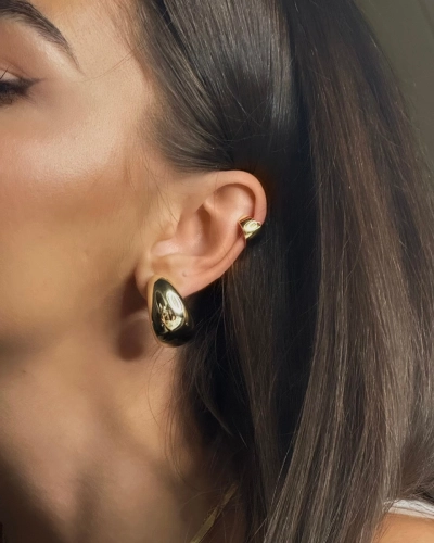 Kolczyki srebrne pozłacane Chunky Gold