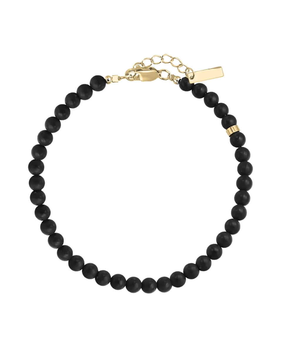 Bransoletka unisex z czarnego onyxu i srebra Black