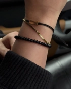 Bransoletka unisex z czarnego onyxu i srebra Black