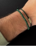 Bransoletka unisex z zielonego malachitu i srebra Greeny