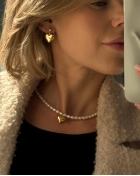 Naszyjnik z perłami i serduszkiem Beloved Pearl Gold