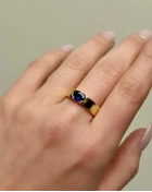 Pierścionek obrączka z szafirową cyrkonią Sapphire