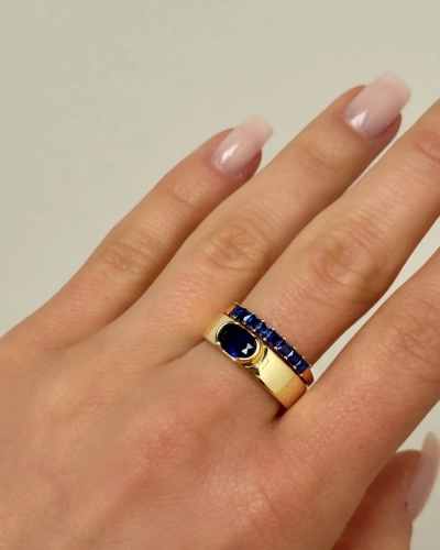 Pierścionek z szafirowymi cyrkoniami Sapphire