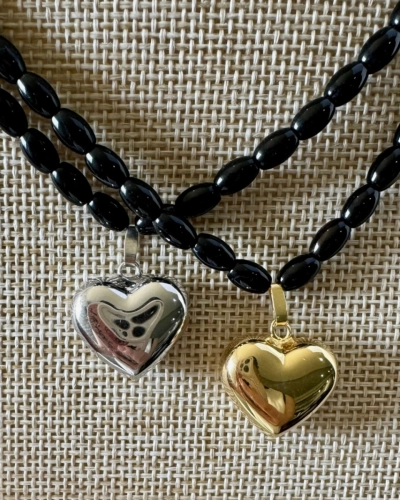 Naszyjnik choker z serduszkiem Always Onyx Silver