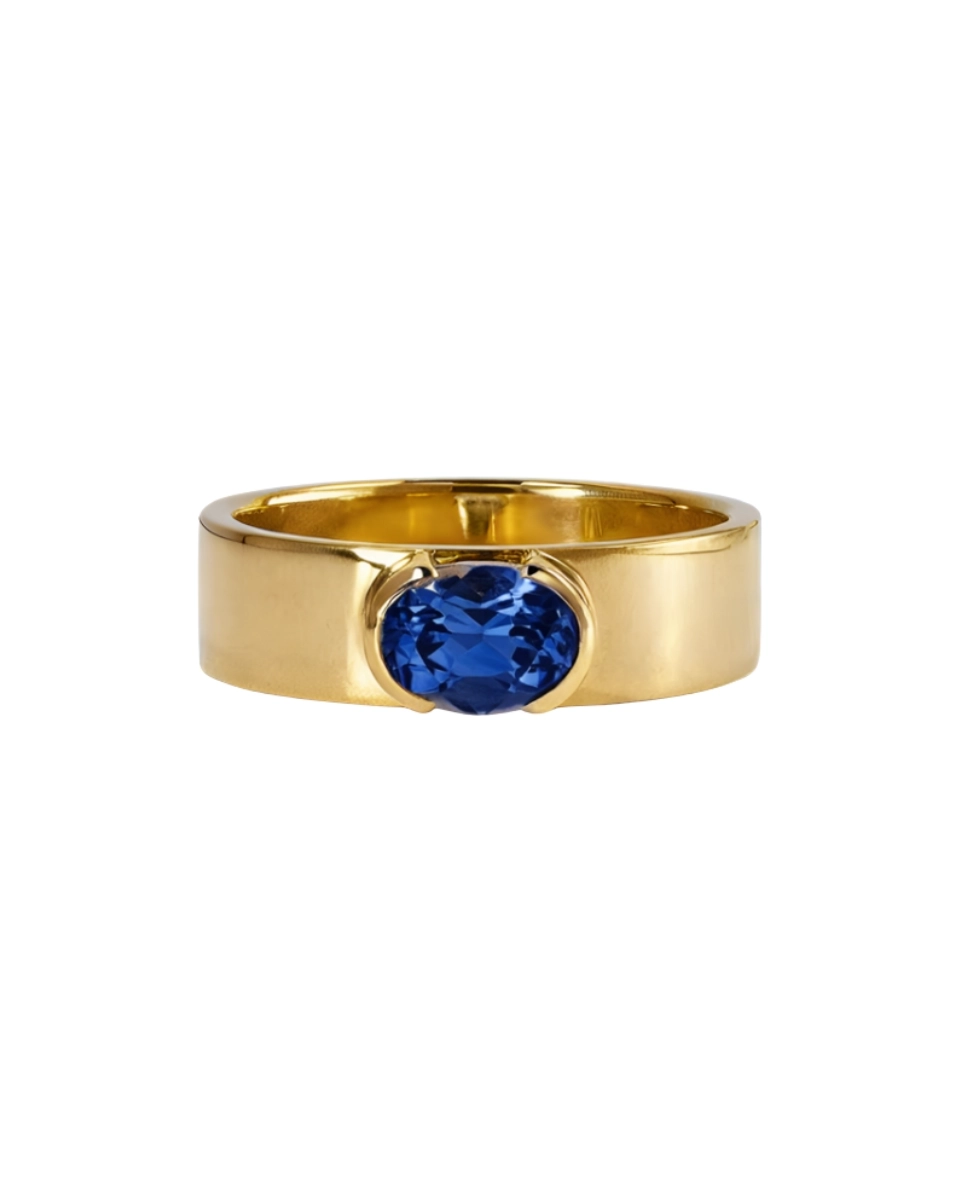 Pierścionek obrączka z szafirową cyrkonią Sapphire