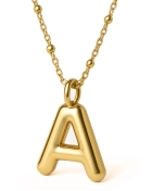 Naszyjnik z pompowaną literką A srebro pozłacane
