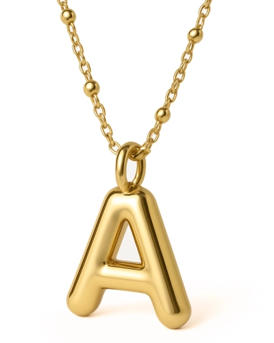 Naszyjnik z pompowaną literką A srebro pozłacane