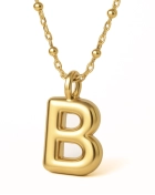 Naszyjnik z pompowaną literką B srebro pozłacane