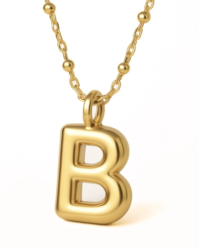 Naszyjnik z pompowaną literką B srebro pozłacane
