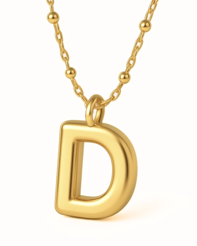Naszyjnik z pompowaną literką D srebro pozłacane