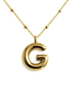 Naszyjnik z pompowaną literką G srebro pozłacane