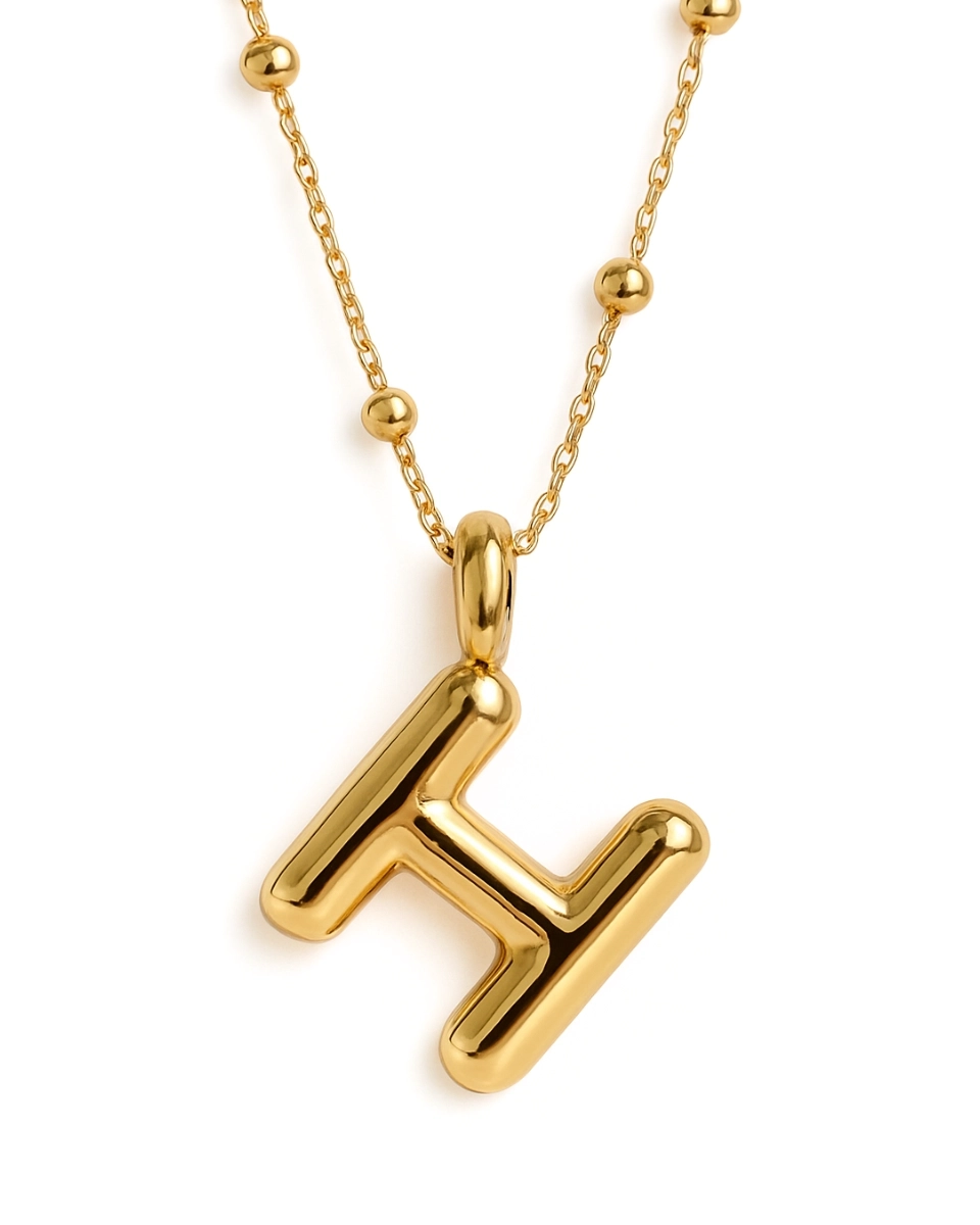 Naszyjnik z pompowaną literką H srebro pozłacane