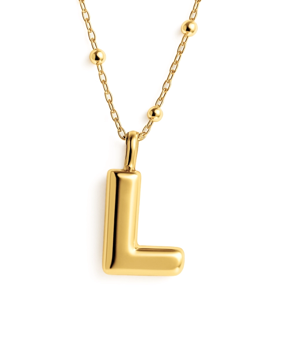 Naszyjnik z pompowaną literką L srebro pozłacane