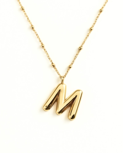 Naszyjnik z pompowaną literką M srebro pozłacane