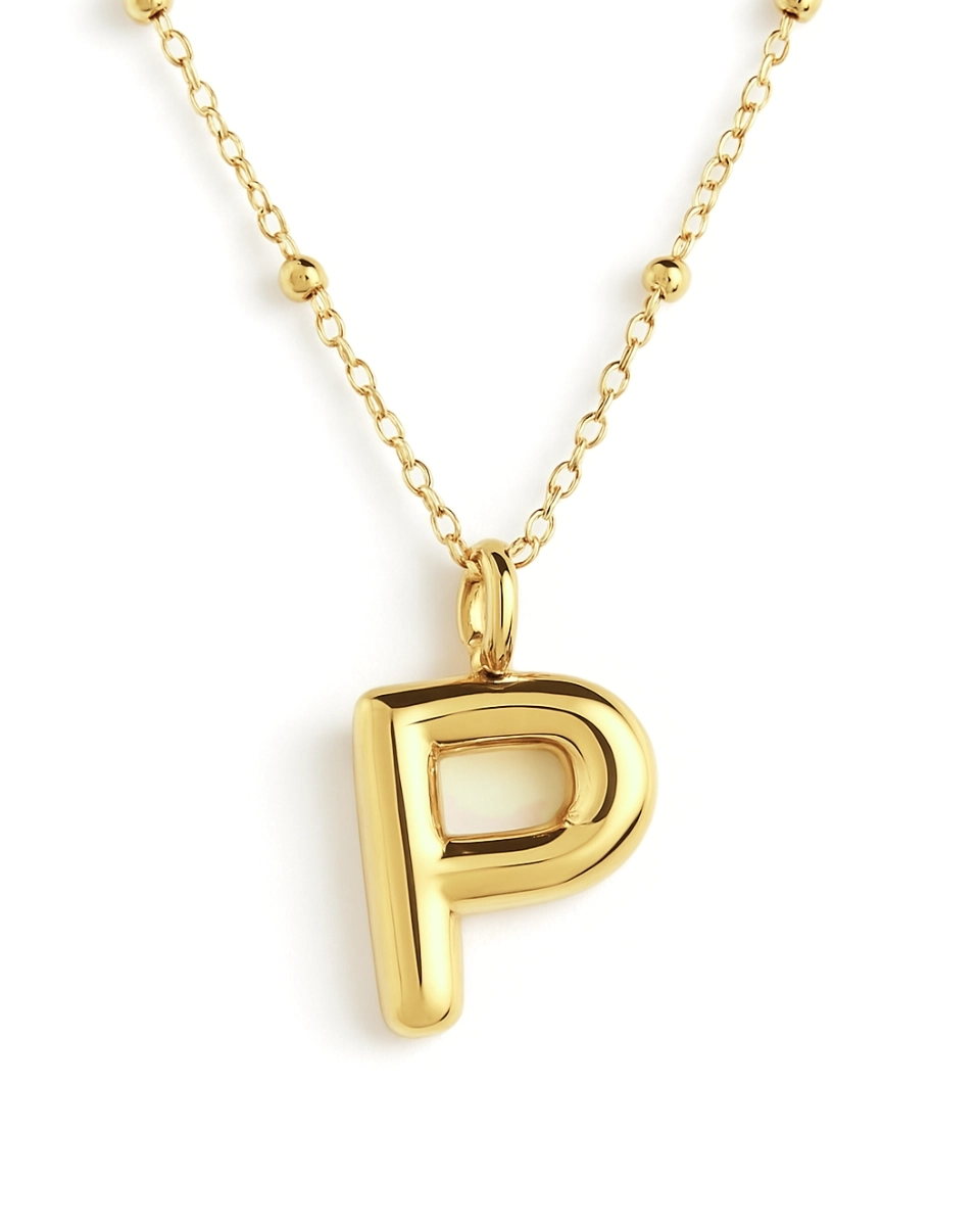 Naszyjnik z pompowaną literką P srebro pozłacane