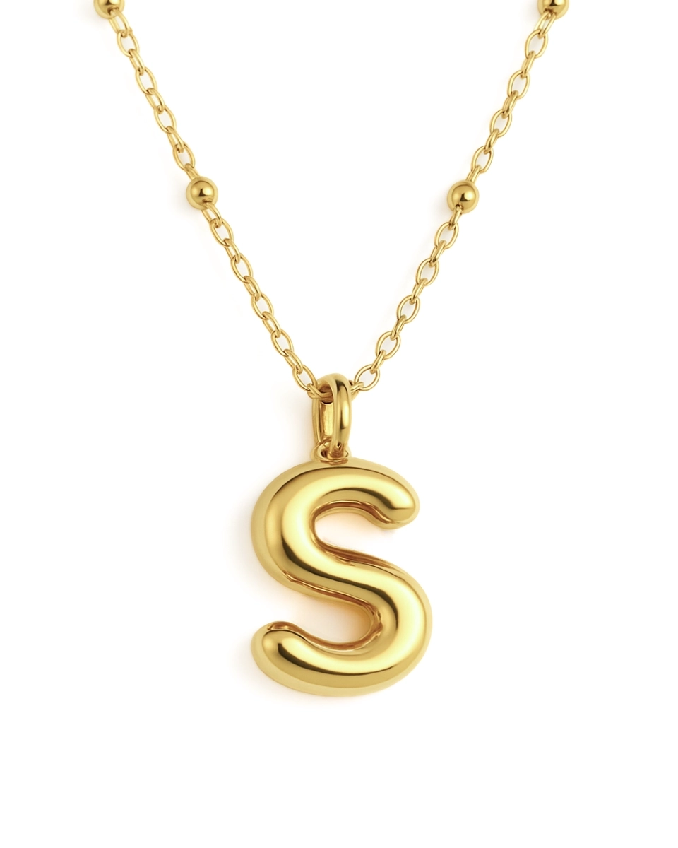 Naszyjnik z pompowaną literką S srebro pozłacane