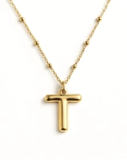 Naszyjnik z pompowaną literką T srebro pozłacane