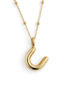 Naszyjnik z pompowaną literką U srebro pozłacane