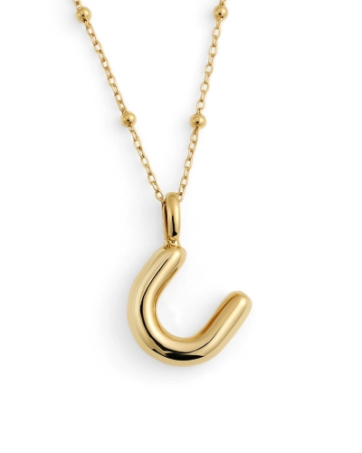 Naszyjnik z pompowaną literką U srebro pozłacane