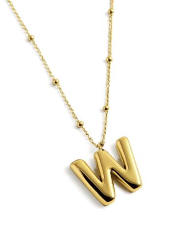 Naszyjnik z pompowaną literką W srebro pozłacane