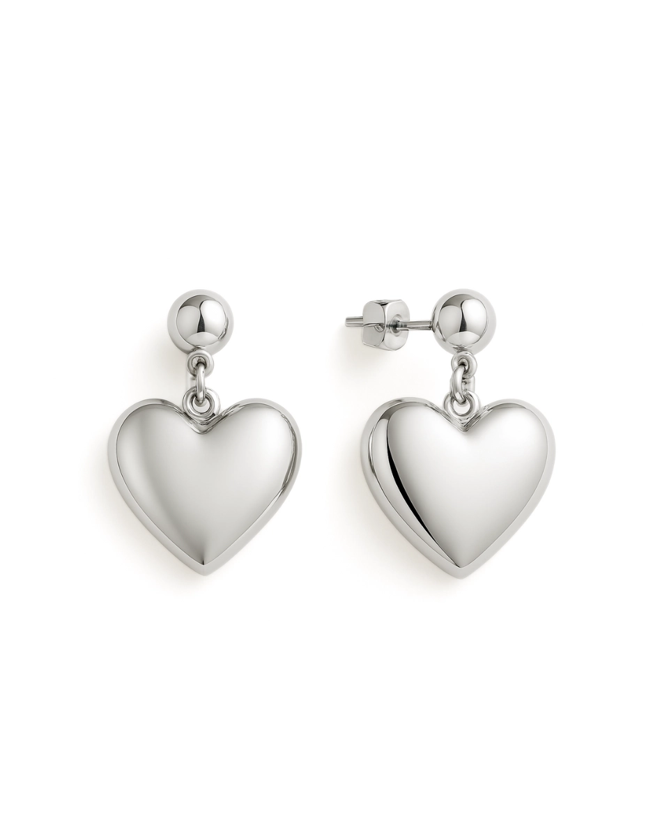 Kolczyki srebrne serca Cherish Silver