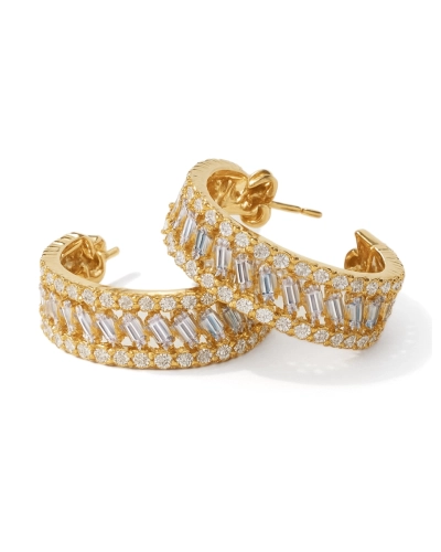 Kolczyki srebrne z cyrkoniami pozłacane Crown Gold