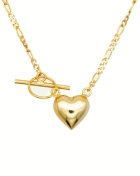 Naszyjnik serduszko srebrny pozłacany splot figaro zapięcie toogle Love Gold 40 cm