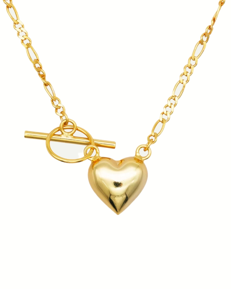 Naszyjnik serduszko srebrny pozłacany splot figaro zapięcie toogle Love Gold 40 cm