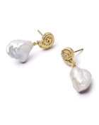 Pozłacane kolczyki z perłą Helix Pearl Gold, srebro 925 pozłacane