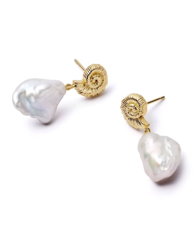 Pozłacane kolczyki z perłą Helix Pearl Gold, srebro 925 pozłacane