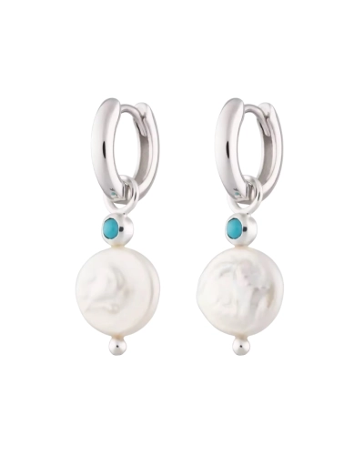 Srebrne kolczyki z perłą naturalną barokową i turkusem | Snobistiq