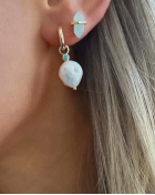 Kolczyki wkręty pozłacane z amazonitem Sky Gold | Snobistiq