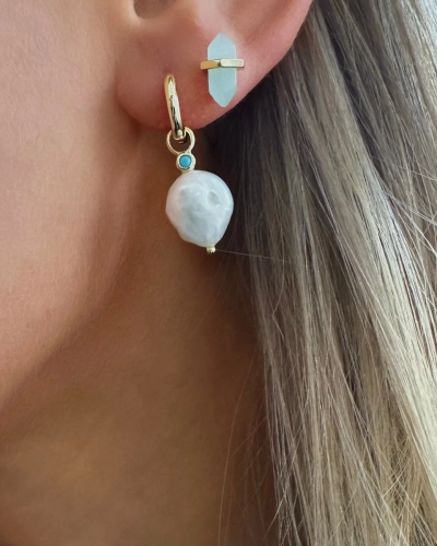 Kolczyki wkręty pozłacane z amazonitem Sky Gold | Snobistiq