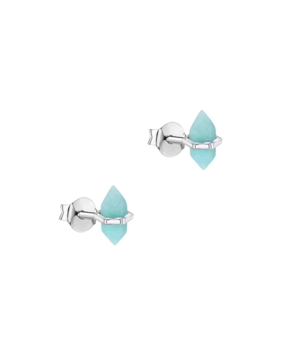 Kolczyki srebrne z amazonitem wkrety, próba 925 | Snobistiq