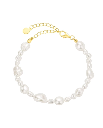 Bransoletka z naturalnych pereł pozłacana Baroque Gold