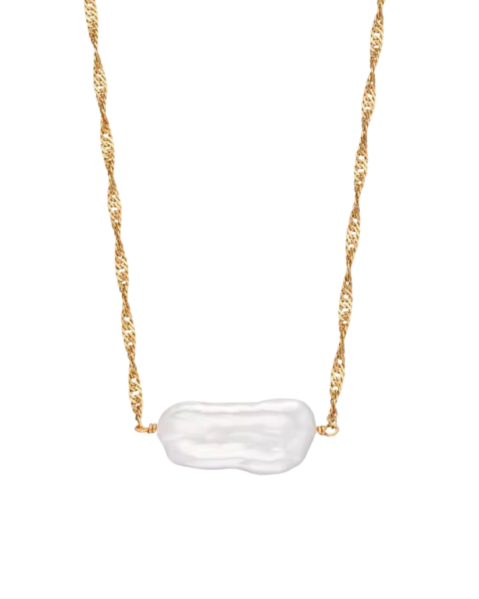 Naszyjnik srebrny pozłacany z naturalną perłą Daisy Gold