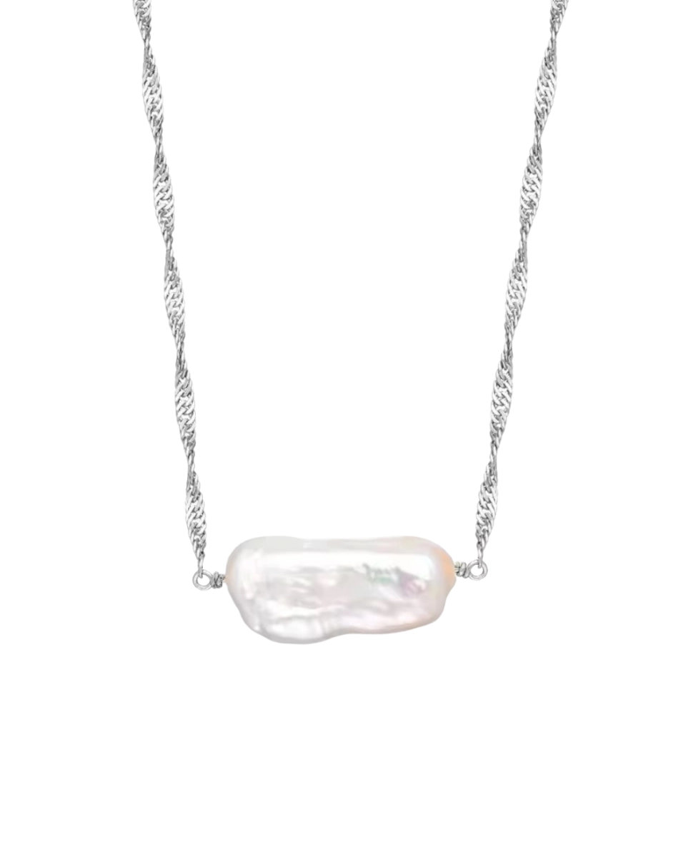 Naszyjnik srebrny z naturalną perłą Daisy Silver