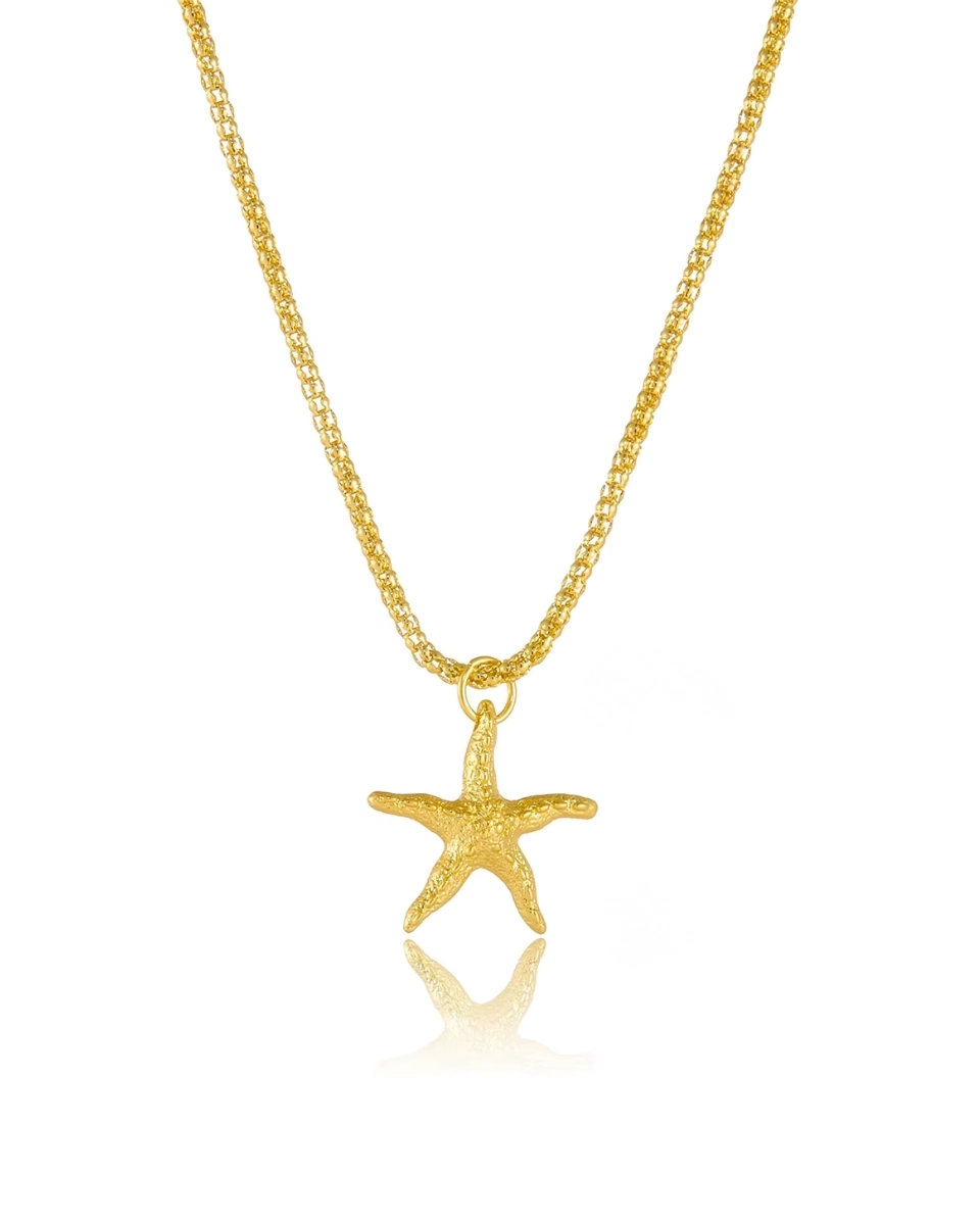 Naszyjnik srebrny pozłacany z zawieszką Starfish Gold