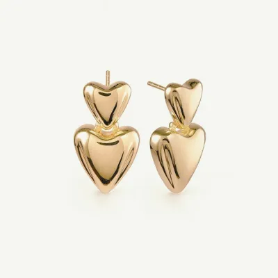 Kolczyki z serduszkiem pozłacane Loving Gold srebro pozłacane