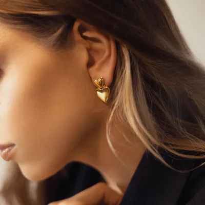 Kolczyki z serduszkiem pozłacane Loving Gold srebro pozłacane